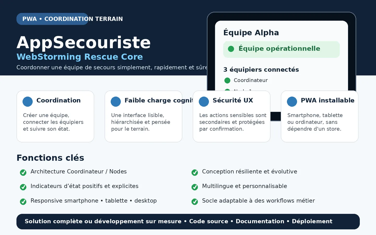 Autre présentation de AppSecouriste : coordonner les équipes de secours sur le terrain