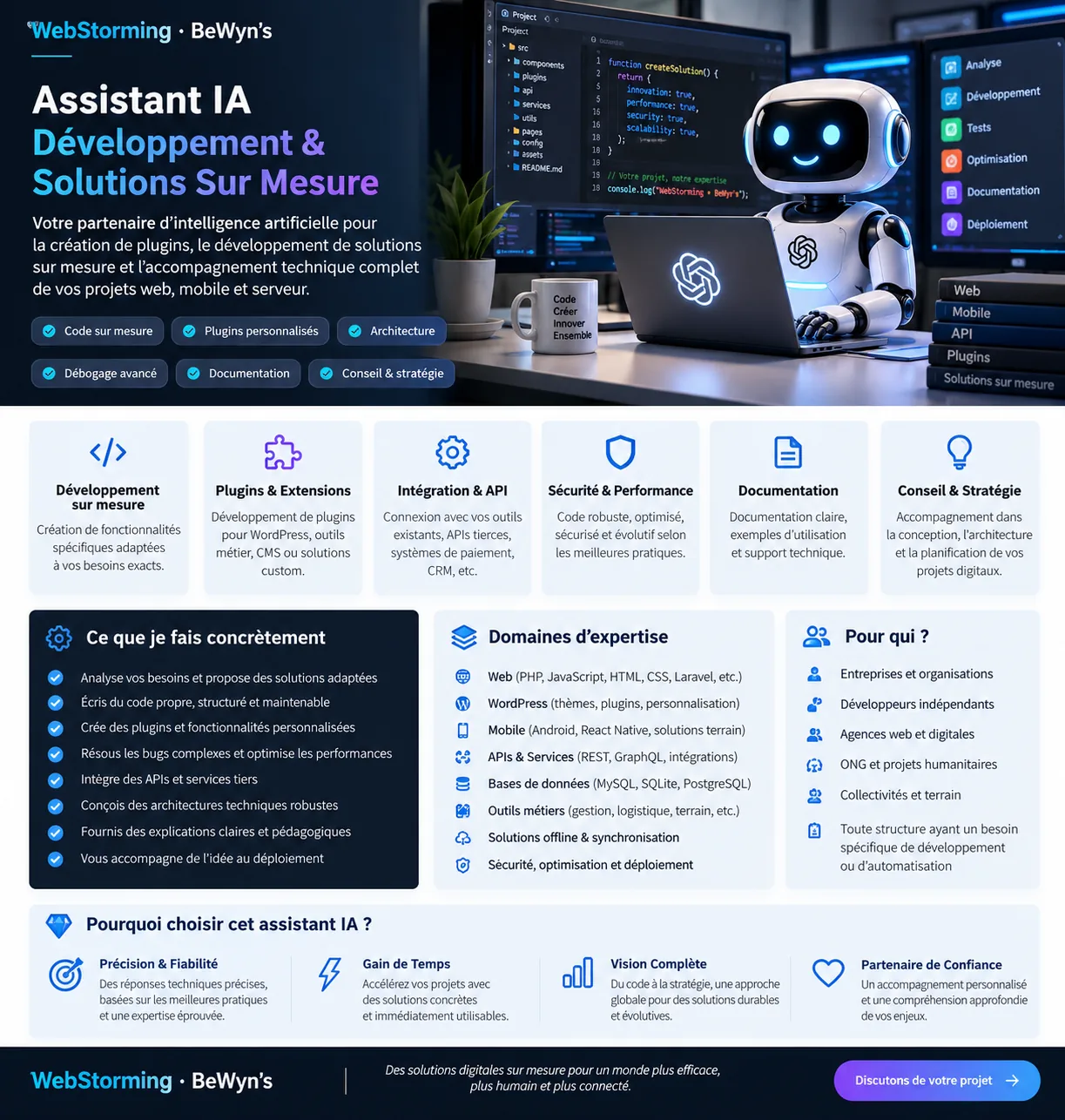 Présentation officielle de Développement IA sur mesure : plugins, intégrations et automatisation métier